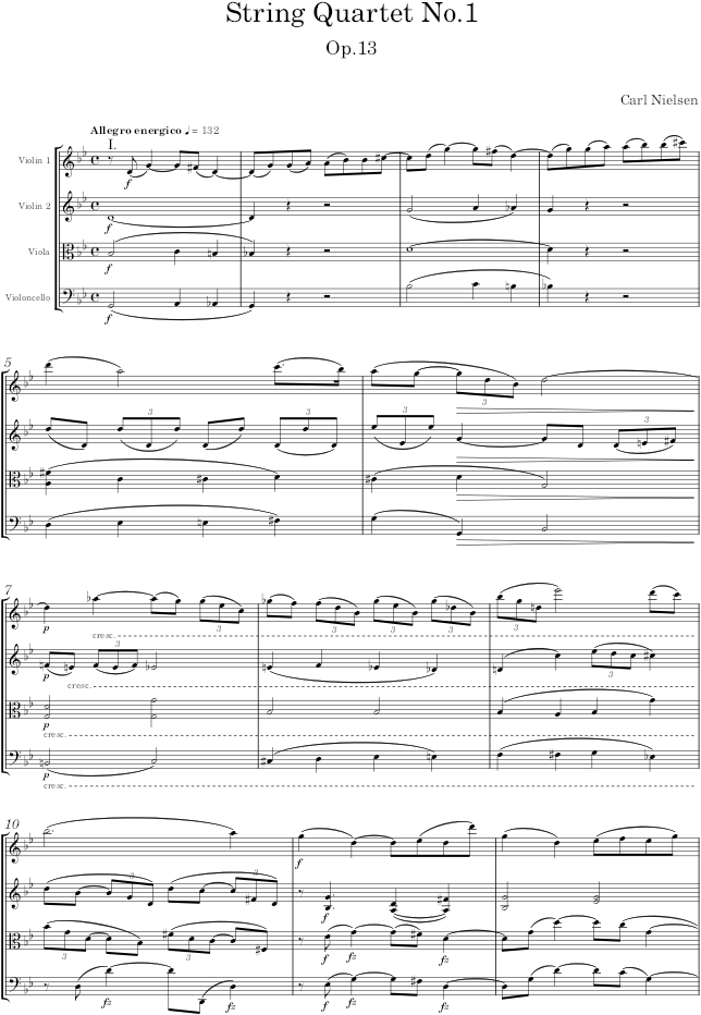 String Quartet No.1, Op.13 - Nielsen — first page preview