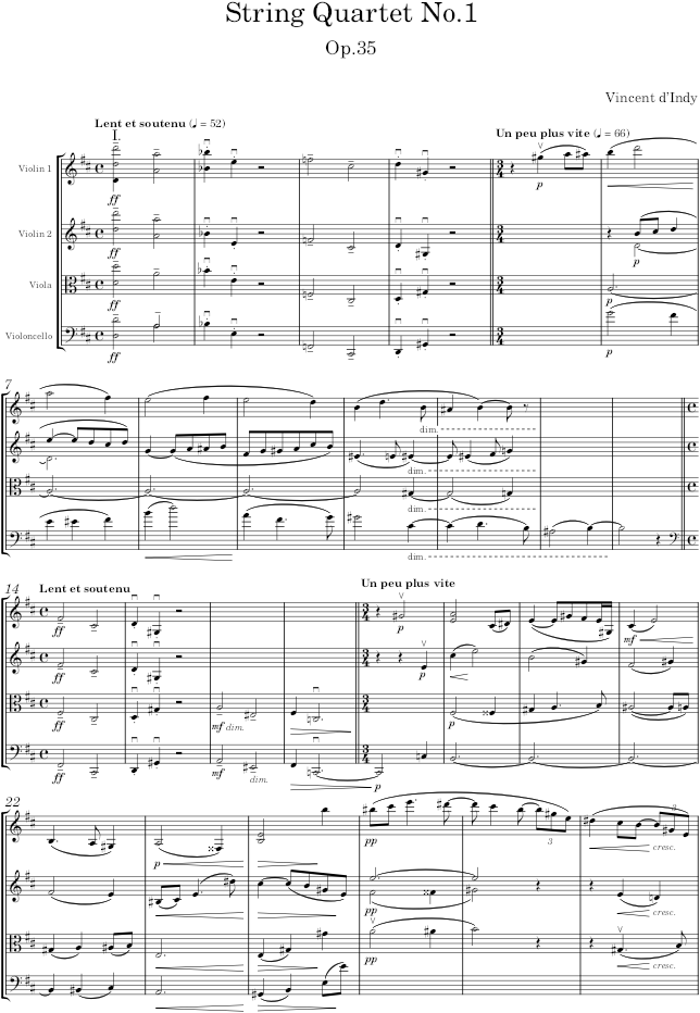 String Quartet No.1, Op.35 - Indy — first page preview