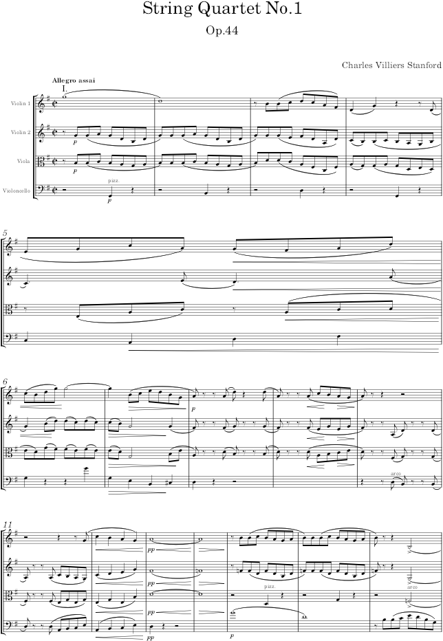 String Quartet No.1, Op.44 - Stanford — first page preview