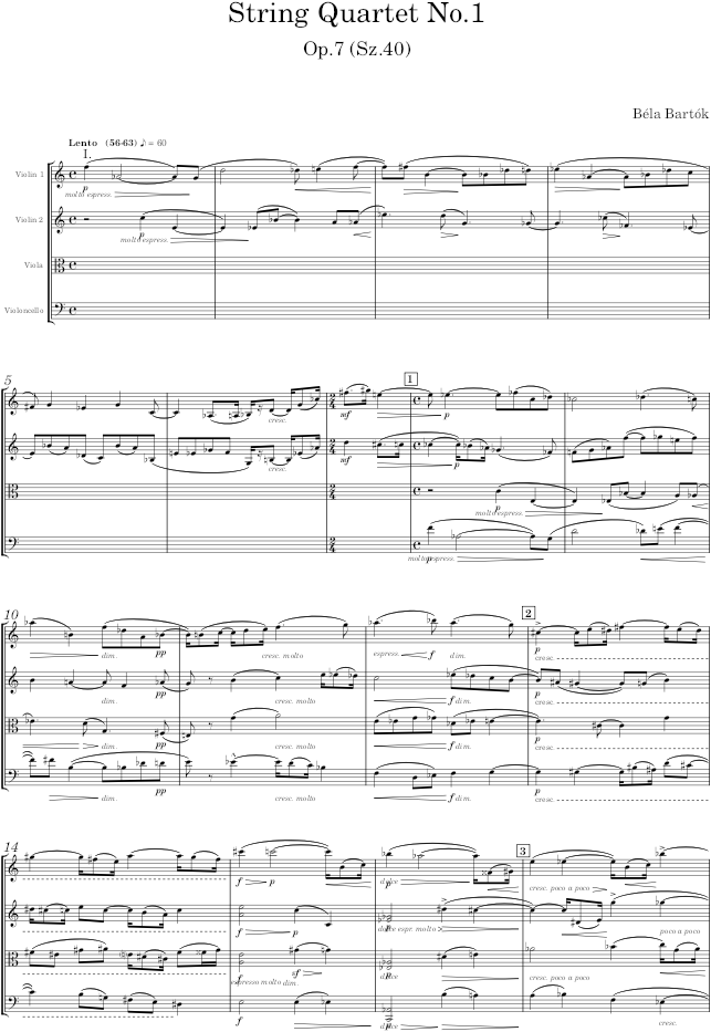 String Quartet No.1, Op.7 (Sz.40) - Bartók — first page preview
