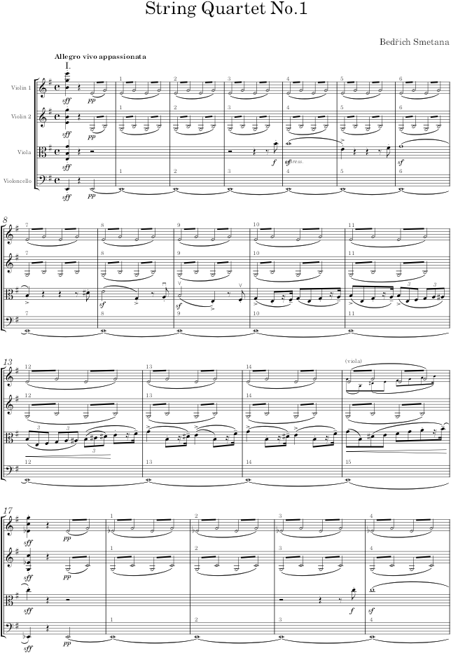 String Quartet No.1 - Smetana — first page preview