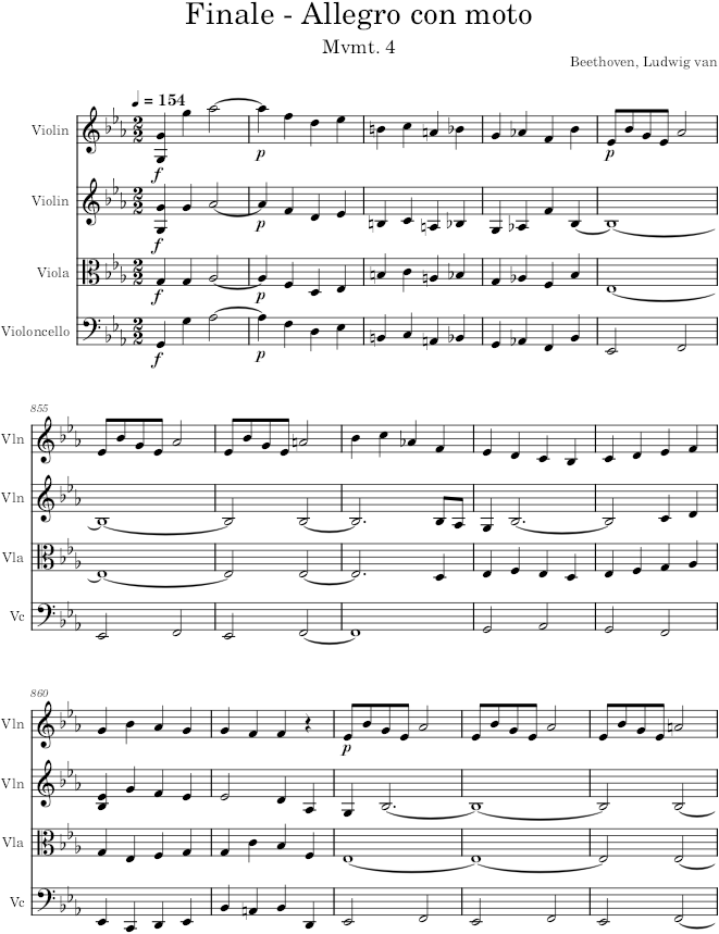 String Quartet No. 12, Movement 4 - Beethoven — first page preview