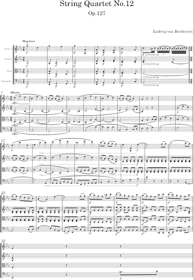 String Quartet No.12, Op.127 - Beethoven — first page preview