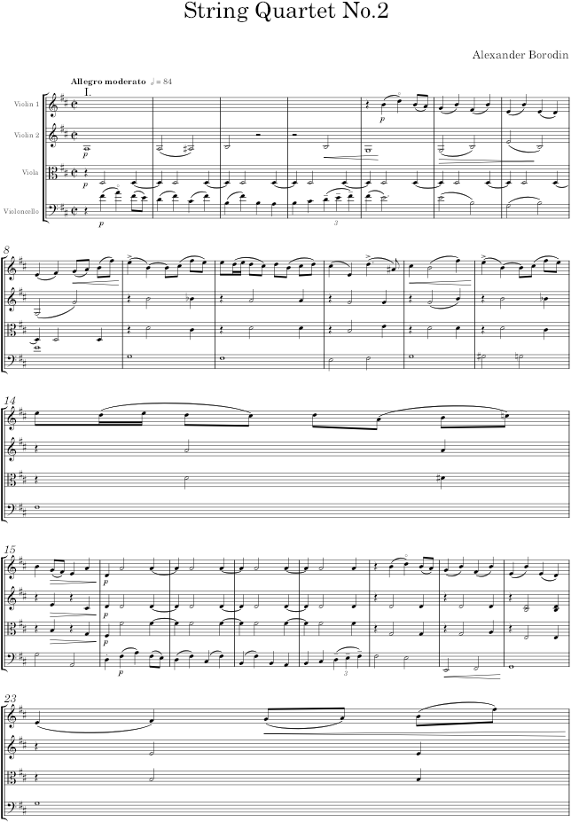 String Quartet No.2 - Borodin — first page preview