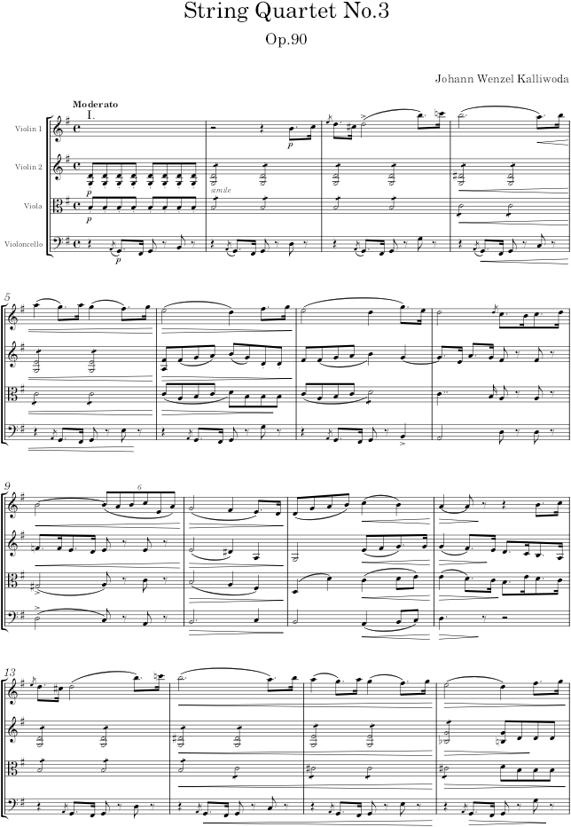 String Quartet No.3, Op.90 - Kalliwoda — first page preview