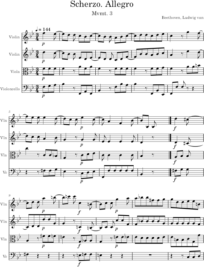 String Quartet No. 6, Movement 3 - Beethoven — first page preview