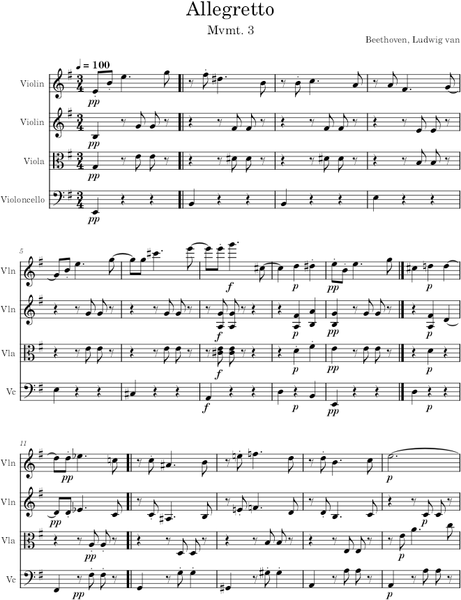 String Quartet No. 8, Movement 3 - Beethoven — first page preview