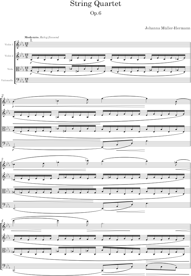String Quartet, Op.6 - Müller-Hermann — first page preview