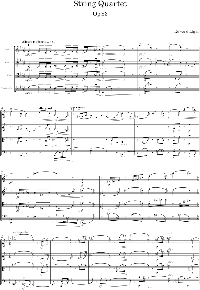 String Quartet, Op.83 - Elgar — first page preview