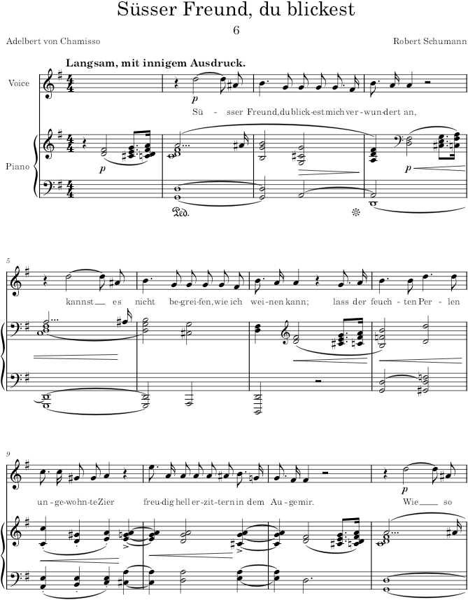 Süsser Freund, du blickest (Frauenliebe und Leben, Op.42) - Schumann — first page preview