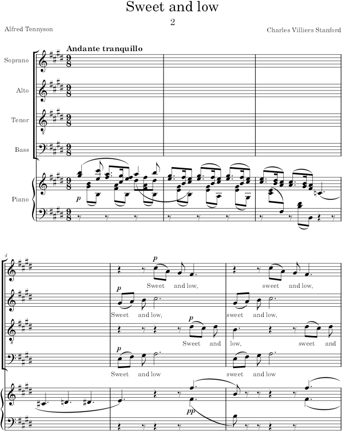 Sweet and low (A Cycle of Songs, Op.68) - Stanford — first page preview