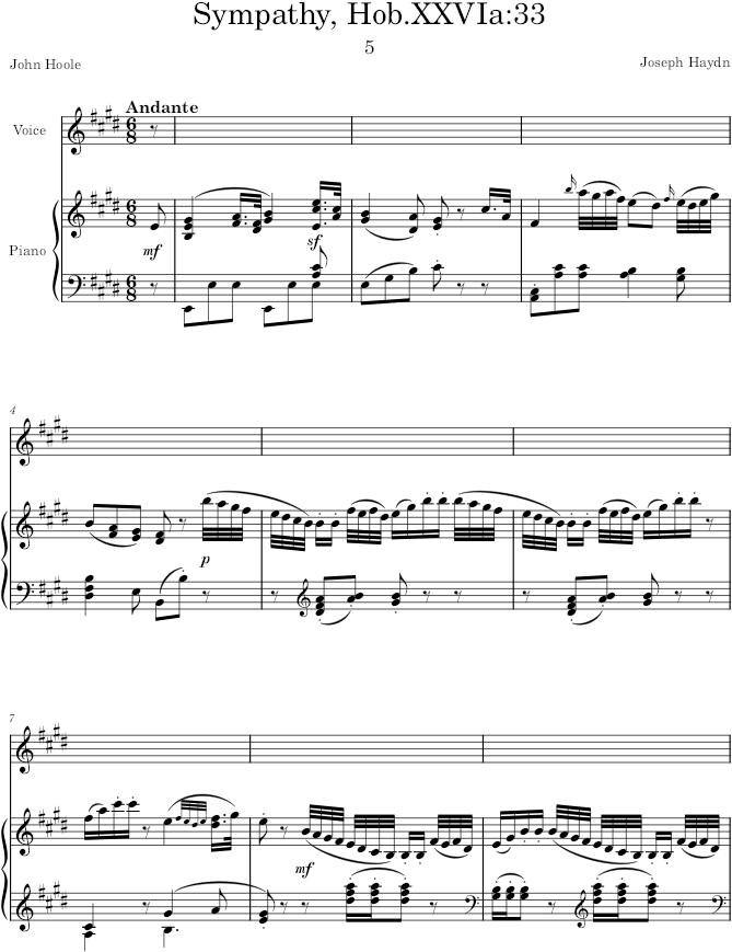 Sympathy, Hob.XXVIa33 (10 Canzonets) - Haydn — first page preview