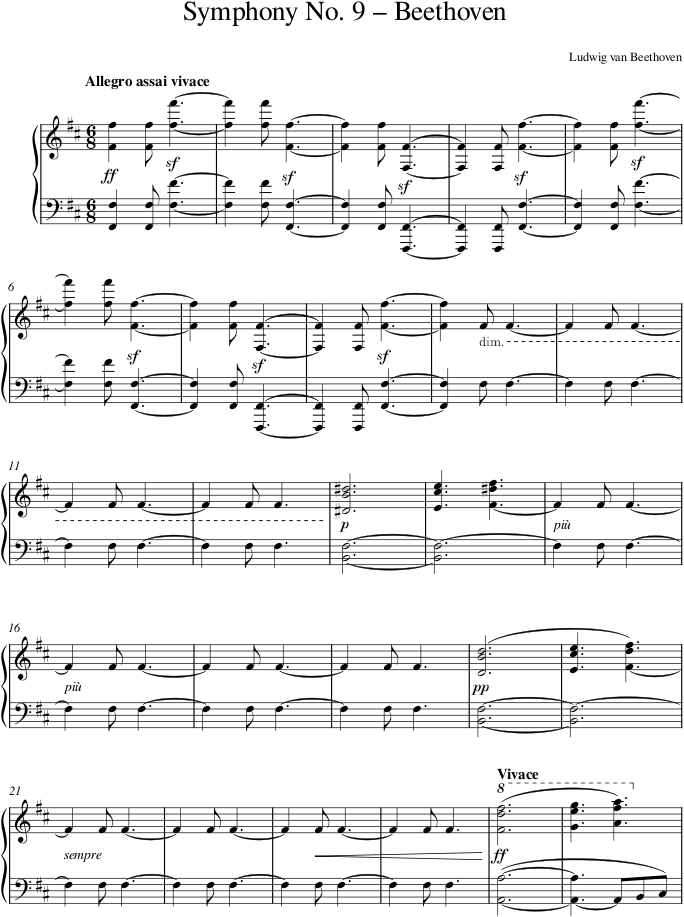 Symphony No. 9 – Beethoven — first page preview