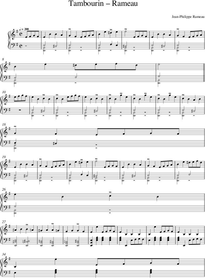 Tambourin – Rameau — first page preview