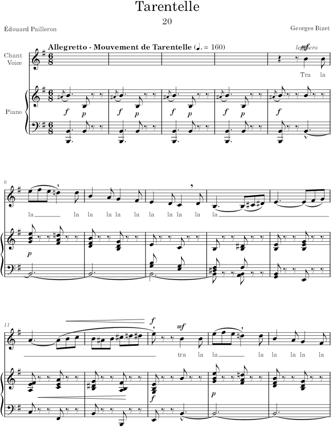Tarentelle (20 Mélodies, Op.21) - Bizet — first page preview