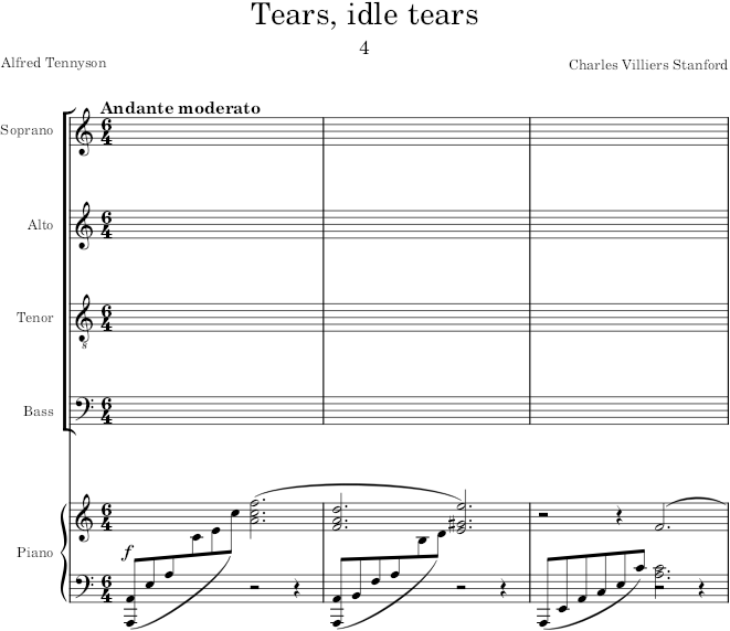 Tears, idle tears (A Cycle of Songs, Op.68) - Stanford — first page preview