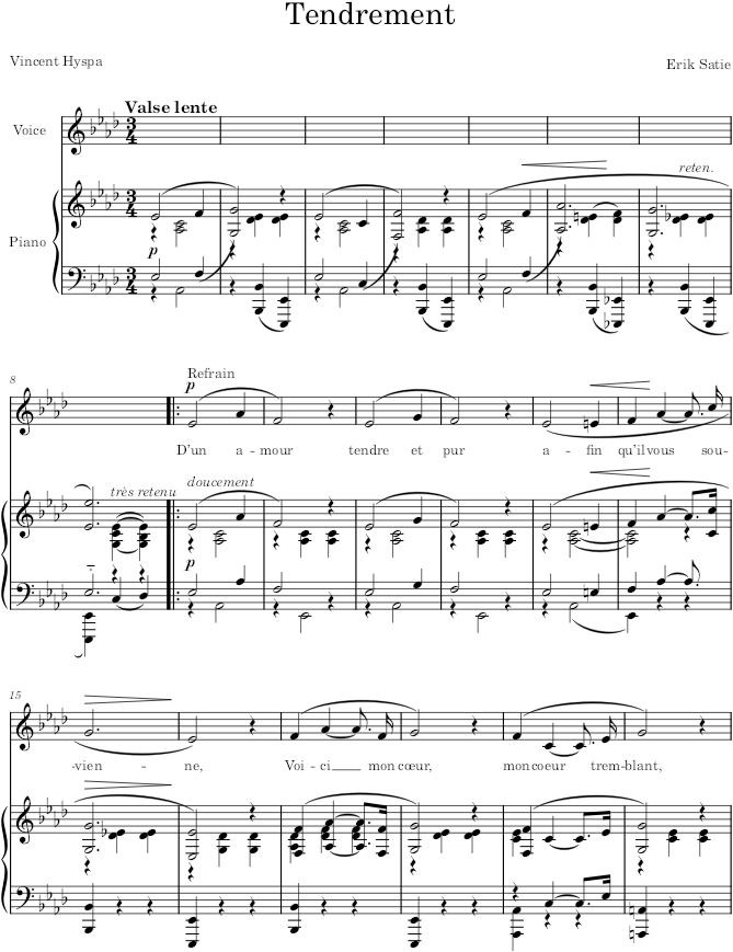 Tendrement - Satie — first page preview