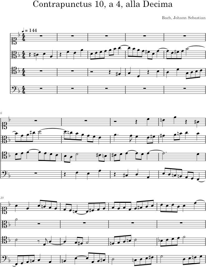 The Art of Fugue, BWV 1080, Contrapunctus 10 - Bach — first page preview