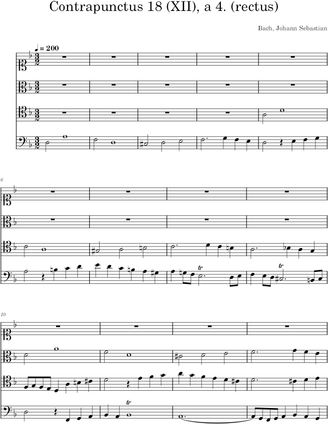 The Art of Fugue, BWV 1080, Contrapunctus 18 - Bach — first page preview