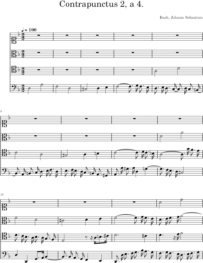 The Art of Fugue, BWV 1080, Contrapunctus 2 - Bach — first page preview