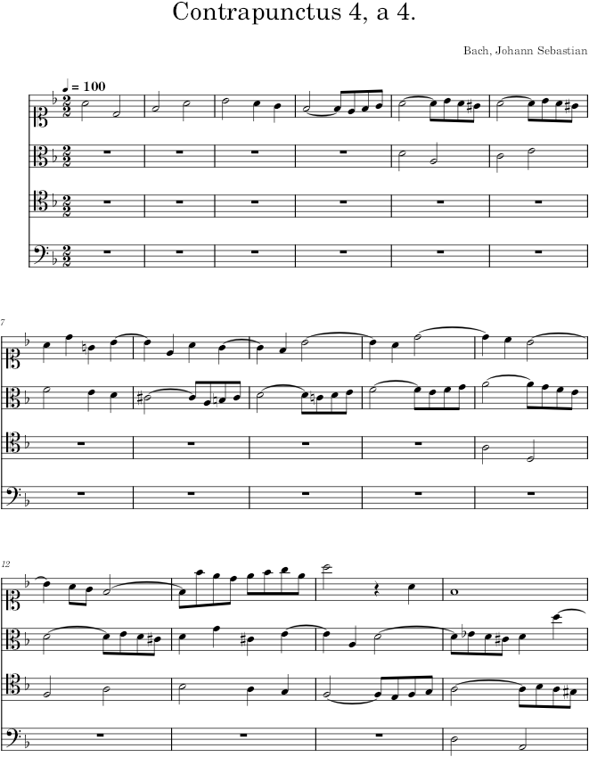 The Art of Fugue, BWV 1080, Contrapunctus 4 - Bach — first page preview