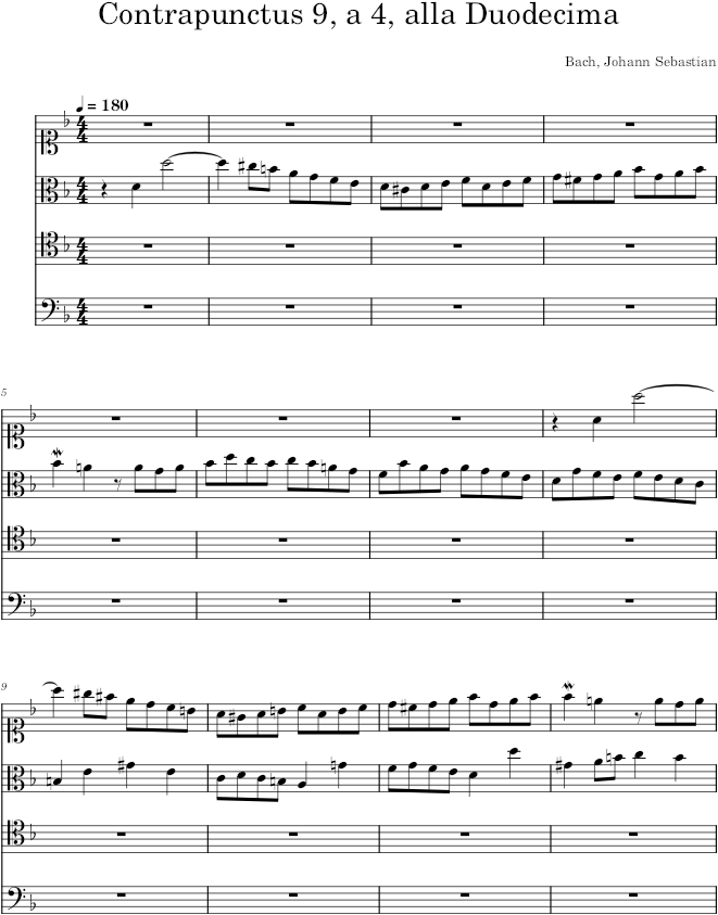 The Art of Fugue, BWV 1080, Contrapunctus 9 - Bach — first page preview