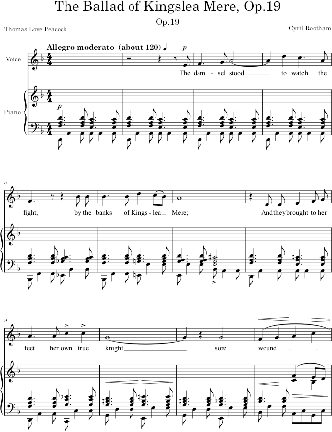 The Ballad of Kingslea Mere, Op.19 - Rootham — first page preview