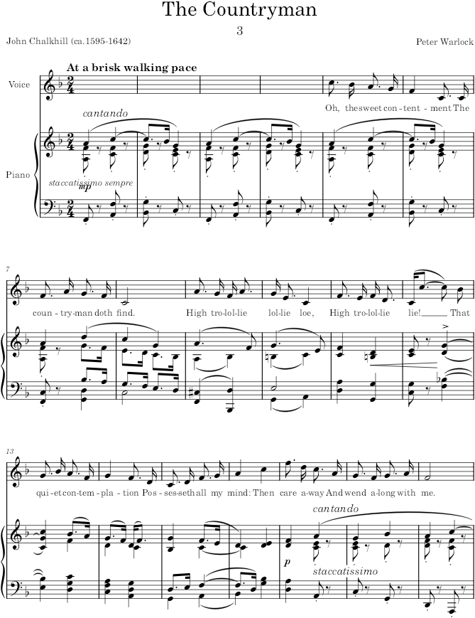 The Countryman (Songs) - Warlock — first page preview