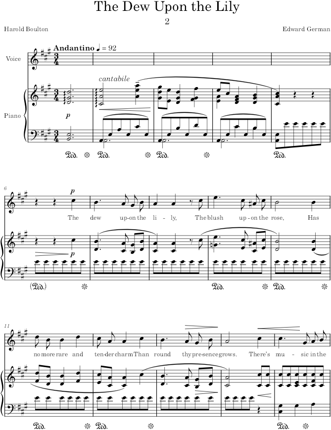 The Dew Upon the Lily (3 Spring Songs) - German — first page preview