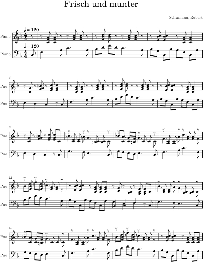The Happy Farmer Comes Home (Fröhlicher Landmann, von der Arbeit zurückkehrend), Album for the Young, Op. 68, No. 10 - Schumann — first page preview