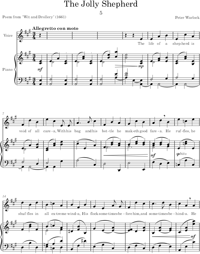 The Jolly Shepherd (Songs) - Warlock — first page preview