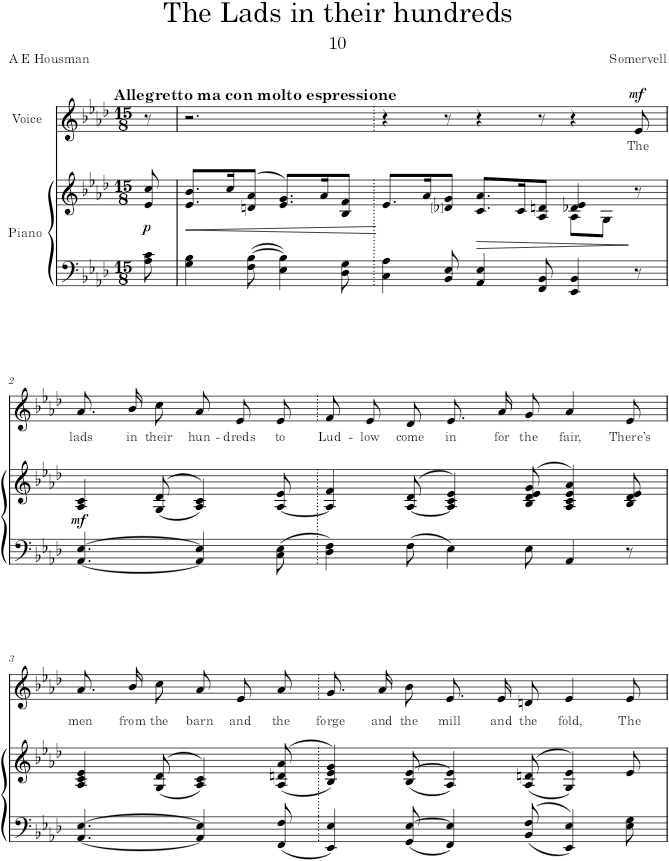 The Lads in their hundreds (A Shropshire Lad) - Somervell — first page preview