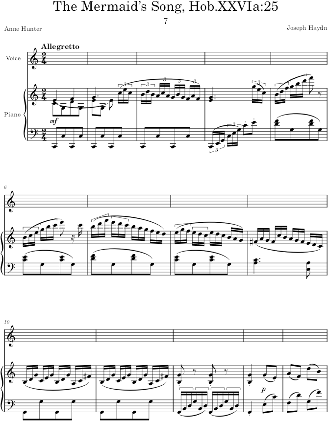 The Mermaid’s Song, Hob.XXVIa25 (10 Canzonets) - Haydn — first page preview
