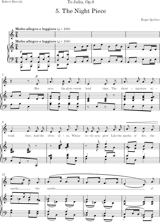 The Night Piece (To Julia) - Quilter — first page preview