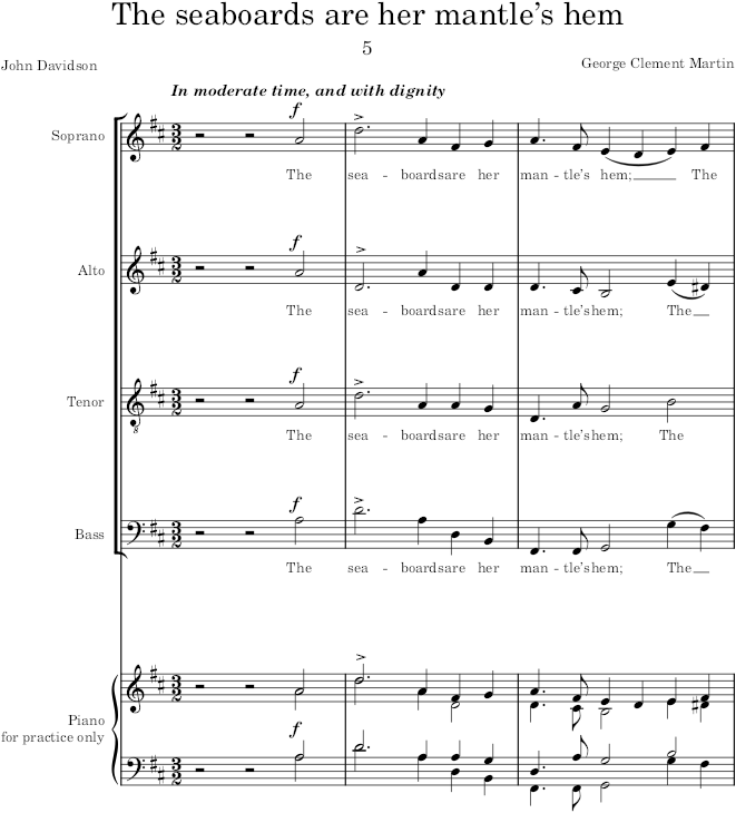 The seaboards are her mantle’s hem (Choral Songs in Honour of Her Majesty Queen Victoria) - Parratt — first page preview
