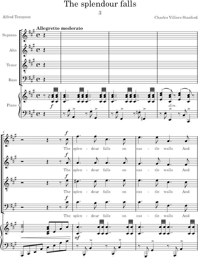 The splendour falls (A Cycle of Songs, Op.68) - Stanford — first page preview
