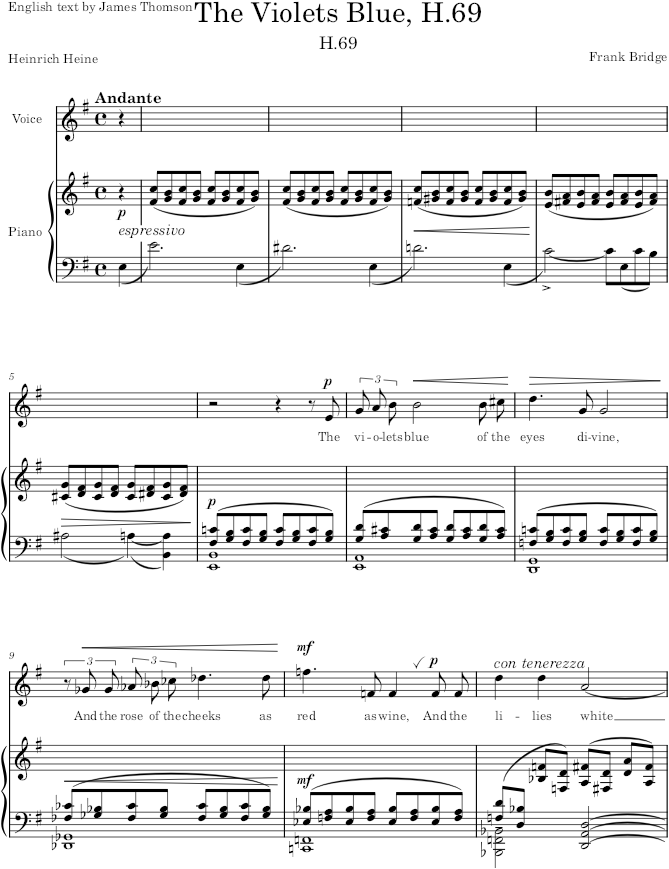 The Violets Blue, H.69 - Bridge — first page preview