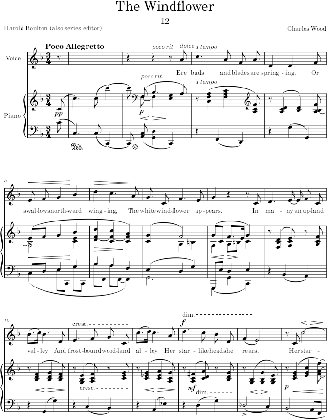 The Windflower (12 New Songs) - Boulton — first page preview