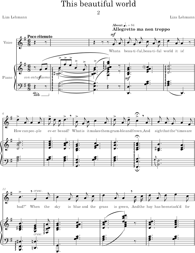 This beautiful world (Songs of a Flapper) - Lehmann — first page preview