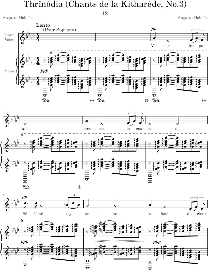 Thrînôdia (Mélodies pour piano et chant) - Holmès — first page preview