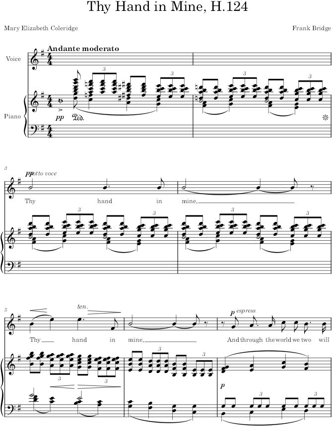 Thy Hand in Mine, H.124 - Bridge — first page preview