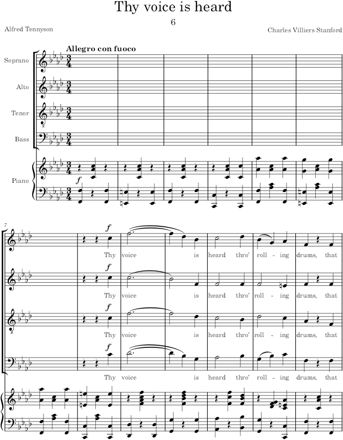 Thy voice is heard (A Cycle of Songs, Op.68) - Stanford — first page preview