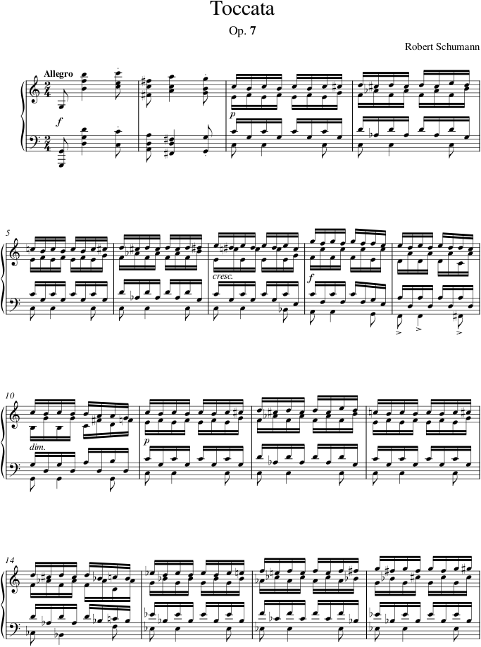 Toccata in C Major, Op. 7 - Schumann — first page preview