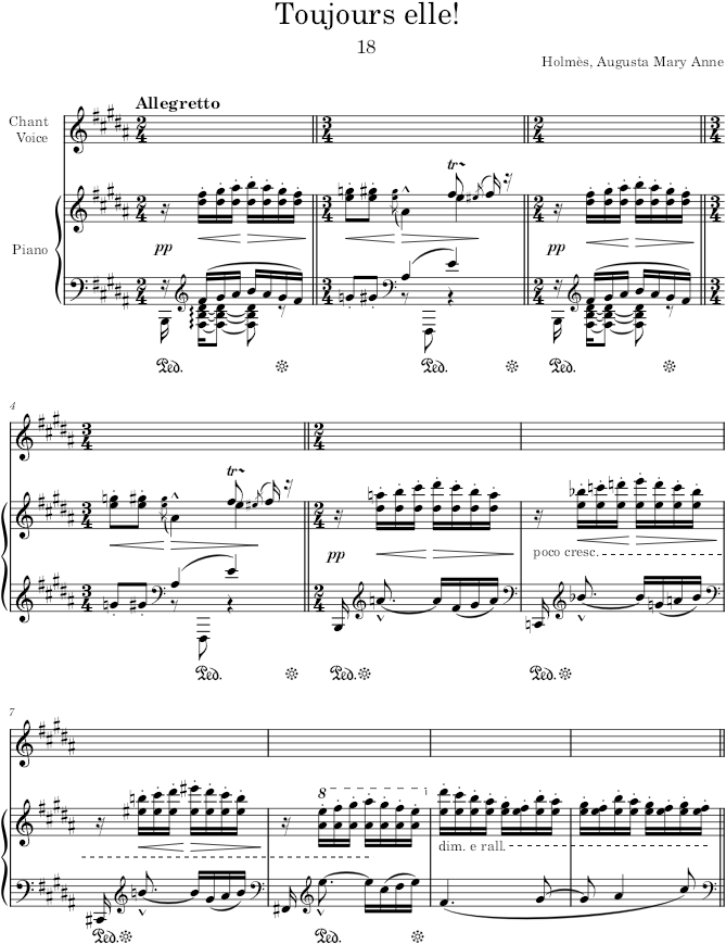 Toujours elle! (20 Mélodies) - Holmès — first page preview