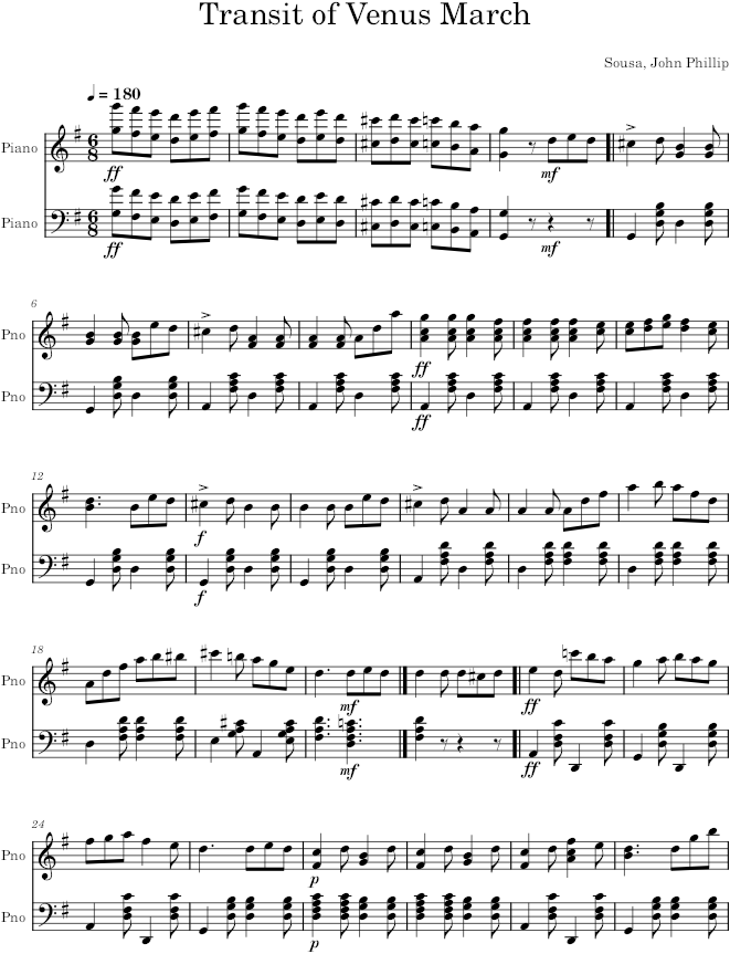 Transit of Venus March - Sousa — first page preview