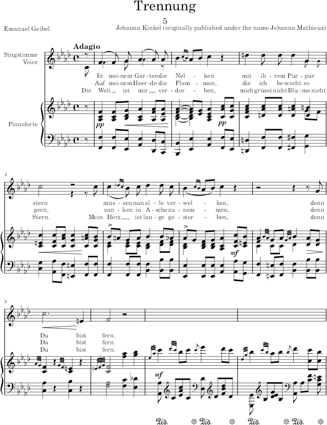 Trennung (6 Gedichte, Op.8) - Kinkel — first page preview
