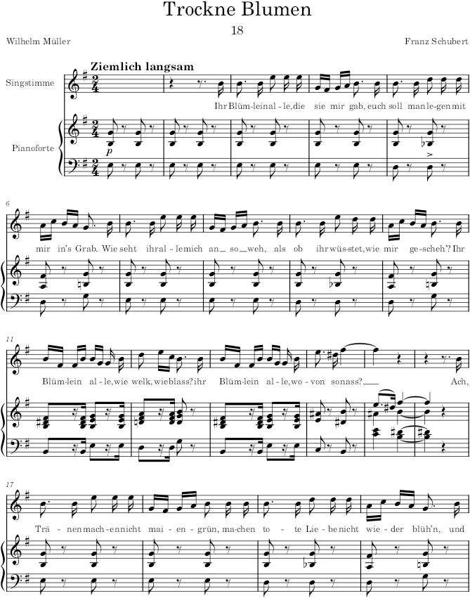 Trockne Blumen (Die schöne Müllerin, D.795) - Schubert — first page preview
