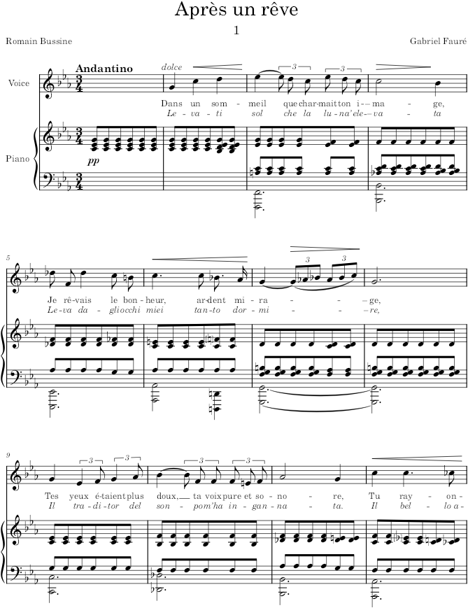 Trois mélodies, Op.7 (Songs) - Fauré — first page preview