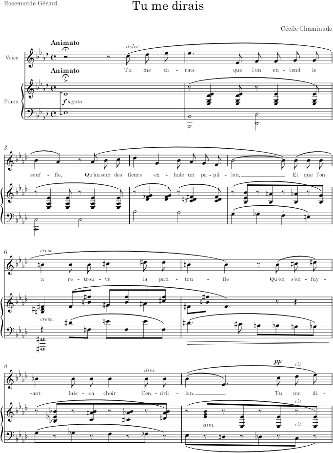 Tu me dirais - Chaminade — first page preview