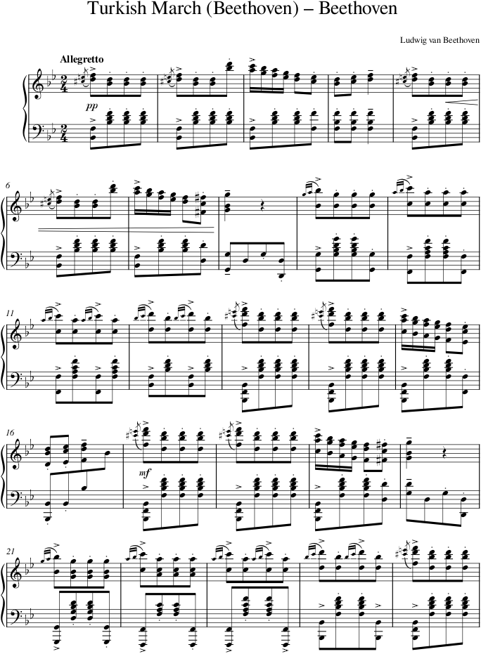 Turkish March (Beethoven) – Beethoven — first page preview